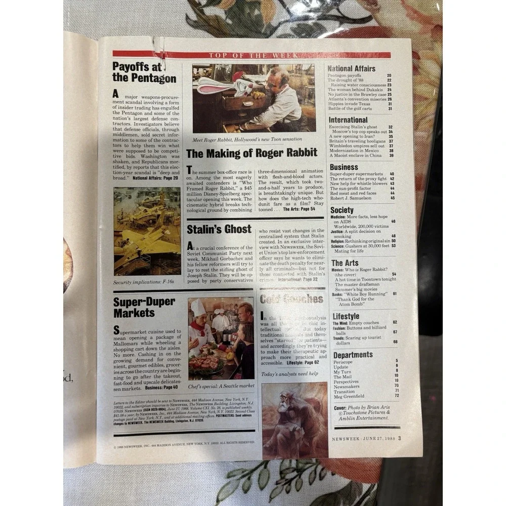 Vintage 1988 Newsweek Magazine – Who Framed Roger Rabbit Cover
